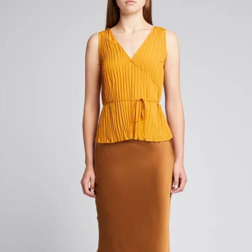 Vince Pleated Orange Top NWT